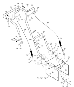 Handle Assembly Diagram and Parts List for 633129X54B 2001 Briggs and Stratton Snow Blower